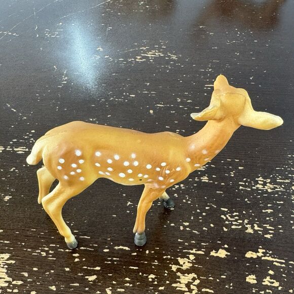 Vtg Celluloid Hard Plastic Deer Figurines Set of 4 Hong Kong 3 Doe 1 Fawn Bambi - Picture 7 of 12